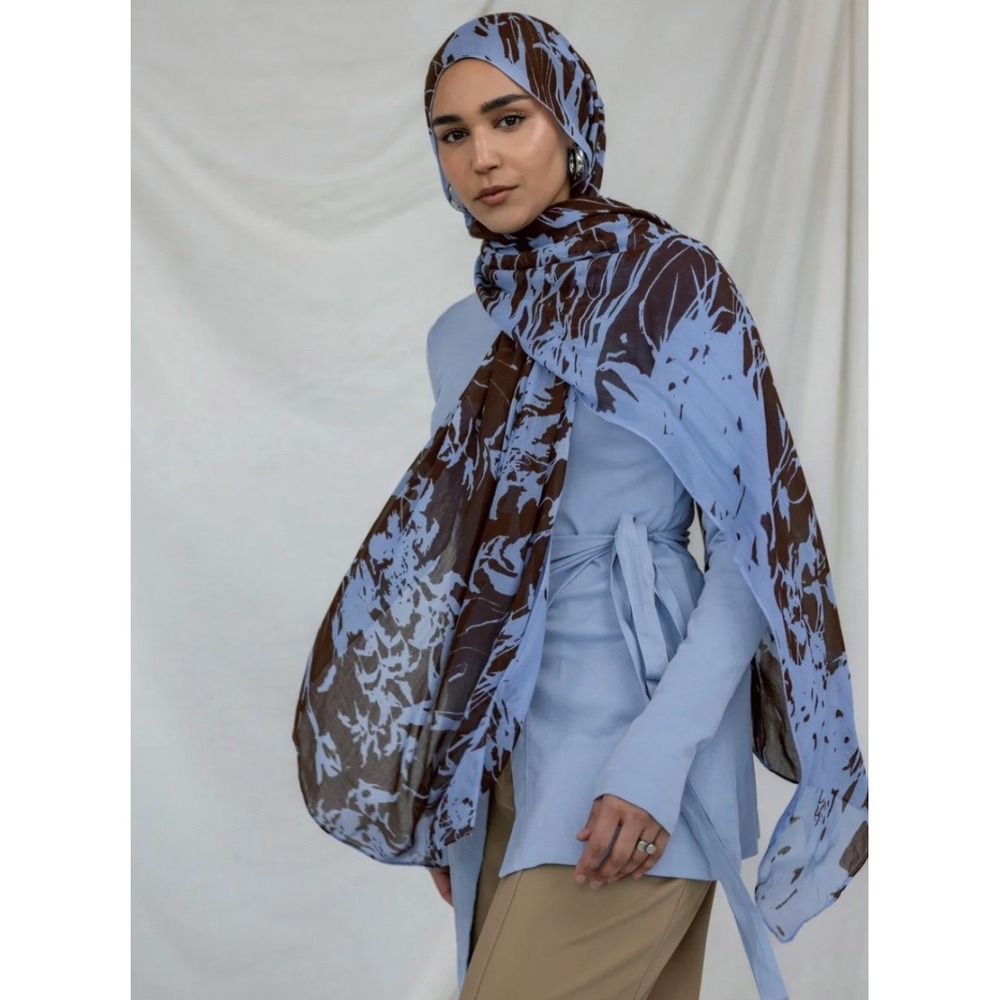 Vela Hijab Scarf Chocolate Shadow Blossom Size Mini 21x64 NWT SEALED